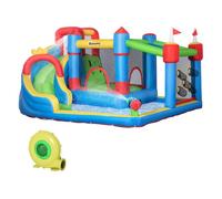 Outsunny Castillo Hinchable Infantil con Tobogán Grande para 3-8 Años con Cama de Salto Piscina 390x300x197cm Multicolor Aosom España