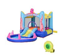 Outsunny Castillo Inflable con Tobogán Cama de Salto y Piscina para Niños de +3 Años con Inflador y Bolsa de Transporte 360x175x180 cm Aosom España