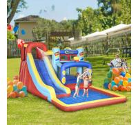 Outsunny Castillo Hinchable para 3-8 Años con Tobogán Trampolín Piscina Bolsa e Inflador 435x245x200 cm Multicolor Aosom España