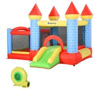 Outsunny Castillo Hinchable con Tobogán y Cama de Salto para Niños Incluye Inflador y Bolsa de Transporte 280x260x210 cm Multicolor Aosom España