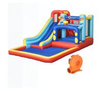 Outsunny Castillo Hinchable para 3-8 Años con Tobogán Trampolín Piscina Bolsa e Inflador 435x245x200 cm Multicolor Aosom España