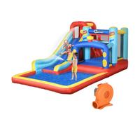 Outsunny Castillo Hinchable para 3-8 Años con Tobogán Trampolín Piscina Bolsa e Inflador 435x245x200 cm Multicolor Aosom España
