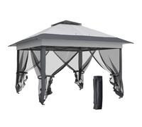 Outsunny Cenador carpa de jardín pop-up plegable acero poliéster mosquiteros + bolsa de transporte con ruedas Gris Aosom España