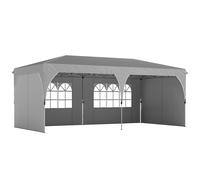 Outsunny Cenador de jardín 3 x 6 m pop-up carpa plegable altura regulable impermeable protección UV50+ gris