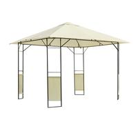 Outsunny Cenador de Jardín 3x3x2,6 m Pabellón de Exterior con Marco de Acero 8 Orificios de Drenaje Impermeable Crema Aosom España