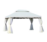 Outsunny Cenador de Jardín 4x3m Pabellón de Jardín Gazebo con Doble Techo Estructura de Aluminio UPF50+ para Exterior Crema