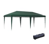 Outsunny Cenador de Jardín 6x3 m Gazebo Altura Ajustable 3 Niveles Bolsa de Transporte Marco de Acero Anti-UV Verde Aosom España
