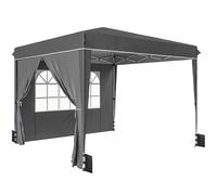Outsunny Cenador de jardín exterior 3x3m, cenador plegable con paneles laterales, protección UV 50+, bolsa de transporte, gris Aosom España