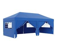 Outsunny Cenador de jardín exterior cenador plegable 3x6 m con 6 paredes laterales, bolsa de transporte incluida, Azul Aosom España