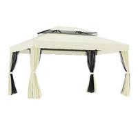 Outsunny Cenador de jardín pabellón de jardín doble techo con paredes y mosquiteros extraíbles 4x3 m Crema Aosom España