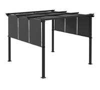 Outsunny Cenador Exterior 3x3 m Techo Deslizante Marco Acero Impermeable Anti-UV Terraza Patio Gris Oscuro Aosom España