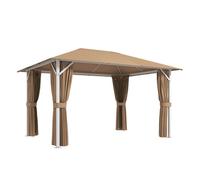 Outsunny cenador para jardín 3x4 m, pabellón de jardín gazebo con techo ventilado, 4 paredes laterales y 4 mosquiteras, upf50+, estructura de metal, carpa para exterior, terraza, patio, caqui