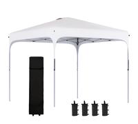 Outsunny Cenador Plegable 2,5x2,5x2,68 m Carpa de Jardín Altura Ajustable con 4 Bolsas de Arena y Bolsa de Transporte Blanco Aosom España