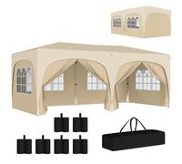 Outsunny Cenador Plegable 3x6 m Carpas para Eventos Gazabo con Paneles Laterales UPF50+ Altura Ajustable Bolsa de Transporte Arena Aosom España