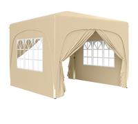 Outsunny Cenador Plegable Carpas para Eventos 3x3 m Gazabo con Paneles Laterales UPF50+ Altura Ajustable y Bolsa de Transporte Arena Aosom España