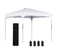 Outsunny cenador plegable pop-up 2,5x2,5x2,68 m carpa de jardín protección uv 50+ ajustable en altura con 4 bolsas de arena y bolsa de transporte para camping fiestas patio blanco