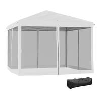 Outsunny Cenador pop-up Carpa Plegable Estilo Colonial 3x3 m 4 mosquiteras + Bolsa de Transporte Crema Aosom España