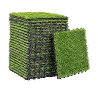 Outsunny Césped Sintético de 22 Piezas Alfombra Césped Artificial 30x30 cm con Altura de Hierba 25 mm Drenaje Automático Verde