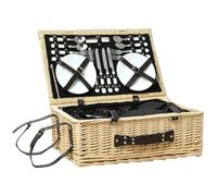 Outsunny cesta de picnic de madera de sauce estuche de picnic para 4 personas con compartimento refrigerador aislado manta de picnic juego de cubiertos, set de picnic completo para camping playa