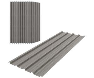 Outsunny Chapa Ondulada 12 uds 129x45cm Gris Efecto Madera | Láminas de metal galvanizado para invernadero, garaje, cobertizo, carport