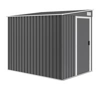 Outsunny Cobertizo de jardín 2,81 m² con fundación, cobertizo de herramientas exterior adosado en acero galvanizado, 154x206,5x181cm, gris oscuro