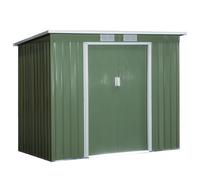 Outsunny Cobertizo de Jardín 280x130x172 cm Base de 3,2 m² Caseta de Exterior Metálica para Almacenamiento de Herramientas con 2 Puertas Correderas y