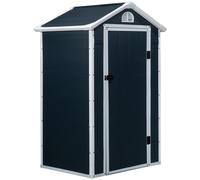 Outsunny Cobertizo de jardín cabana en resina de polipropileno - 1 puerta con cerradura, 1 ventana y 1 rejilla de ventilación