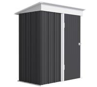 Outsunny Cobertizo de jardín, cobertizo exterior de acero corrugado, diseño de pared, estantes ajustables, puerta cerrable Gris oscuro Aosom España