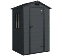 Outsunny Cobertizo de Jardín Exterior 1,09 m² 128x104x196 cm con Suelo Puerta con Cerradura Ventana y Ventilación Gris Oscuro