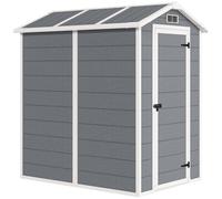 Outsunny Cobertizo de Jardín Exterior 2,1 m² 131x186x198 cm Caseta de Jardín con Suelo Ventana y Puerta con Cerradura Gris