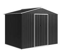 Outsunny Cobertizo de Jardín Exterior 3,6 m² 236x171x191 cm con Puertas Correderas y Ranuras de Ventilación Gris Oscuro