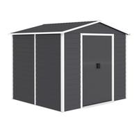 Outsunny Cobertizo de Jardín Exterior 4,4 m² 240x206x198 cm con Base Puerta Corredera y Cerradura 4 Ventanas para Patio Gris