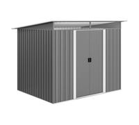 Outsunny cobertizo de jardín exterior 4,5 m² 260x194x200 cm caseta de jardín exterior metálica con paneles frontales transparentes y 2 puertas corredizas para almacenamiento de herramientas gris 200 c