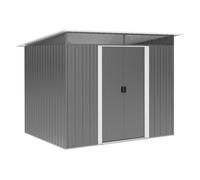 Outsunny cobertizo de jardín exterior 4,5 m² 260x194x200 cm caseta de jardín exterior metálica con paneles frontales transparentes y 2 puertas corredizas para almacenamiento de herramientas gris