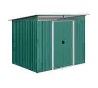 Outsunny cobertizo de jardín exterior 4,5 m² 260x194x200 cm caseta de jardín exterior metálica con paneles frontales transparentes y 2 puertas corredizas para almacenamiento de herramientas verde