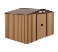 Outsunny Cobertizo Exterior Grande 2 Puertas Corredizas Base Refuerzo 4,9 m² 277x195x192 cm Amarillo Aosom España