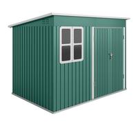 Outsunny Cobertizo metálico para almacenamiento de herramientas de jardín, con ventana, puerta ancha, 260 x 177 x 190 cm, verde Aosom España