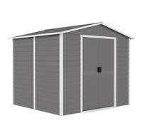Outsunny Cobertizo metálico para herramientas, resistente a la intemperie e inoxidable, cerrable, 2,40 x 2,06 x 1,98 m, Gris claro Aosom España