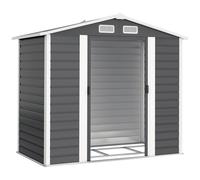 Outsunny Cobertizo Metálico para Jardín 213x120x166/194 cm Base Refuerzo Puertas Correderas y Ventilaciones Gris Oscuro Aosom España