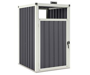 Outsunny Cobertizo para 1 poubelle 240L, cache poubelle exterior, tapa abatible 180°, acero galvanizado 73x81x122 cm Gris oscuro Aosom España