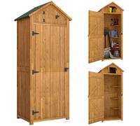 Outsunny Cobertizo para Almacenaje de Herramientas 77x54,2x179 cm 0,3 m² Armario de Jardín de Madera con 3 Estantes y 2 Puertas Aosom España