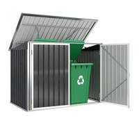 Outsunny Cobertizo para Contenedor de Basura Doble con Tapa Abatible y Puertas Doble 179,5x108x129,5 cm Gris Oscuro
