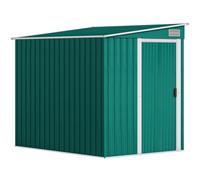 Outsunny Cobertizo para Herramientas en Metal 1.5x2m con Base, Puerta Corredera y Techo Inclinado, Verde Aosom España
