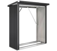 Outsunny Cobertizo para Leña en Acero Exterior, Base Elevada y Techo Inclinado, 150x66.5x150 cm, Gris Oscuro