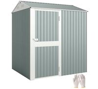Outsunny Cobertizo plástico 2,1 m² Techo a Dos Aguas 186x130x199 Gris | Cobertizo herramientas alto, Techo a dos aguas, Ventilación, Guantes incluidos, para jardín, patio trasero