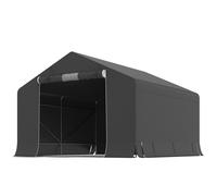 Outsunny Cobertizo tienda de almacenamiento impermeable cobertizo para moto puerta enrollable con cremallera, 300 x 300 x 210 cm, gris oscuro Aosom España
