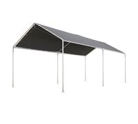 Outsunny cochera exterior 3x6 m carpa garaje para coche impermeable con toldo de tela pe y marco de acero galvanizado pabellón gazebo para jardín patio gris 595 cm