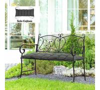 Outsunny Cojín para Banco de Jardín Acolchado 100x40x10 cm Cojín Rectangular para Interior y Exterior con Relleno Grueso y Cintas de Sujeción Gris Oscuro