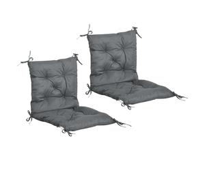 Outsunny Cojines para Sillas de Comedor Cojines Set de 2 Exterior con Respaldo 6 Cordones de Fijación 50x98x8 cm Gris Oscuro Aosom España