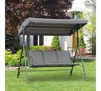 Outsunny Columpio Balancín Jardín de 3 Plazas con Techo Parasol Ajustable Respaldo Transpirable y Marco de Acero 175x118x159 cm Gray